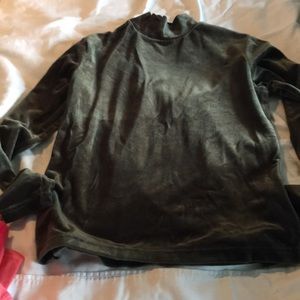 Green Turtle Neck Velour Top